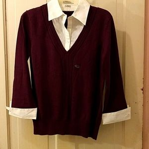 Van Heusen burgundy sweater 3/4 sleeve.